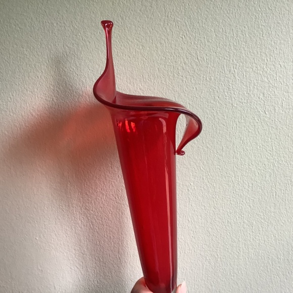 Blown Glass Hanging Vase Red Jack in the Pulpit Shape - Picture 8 of 10